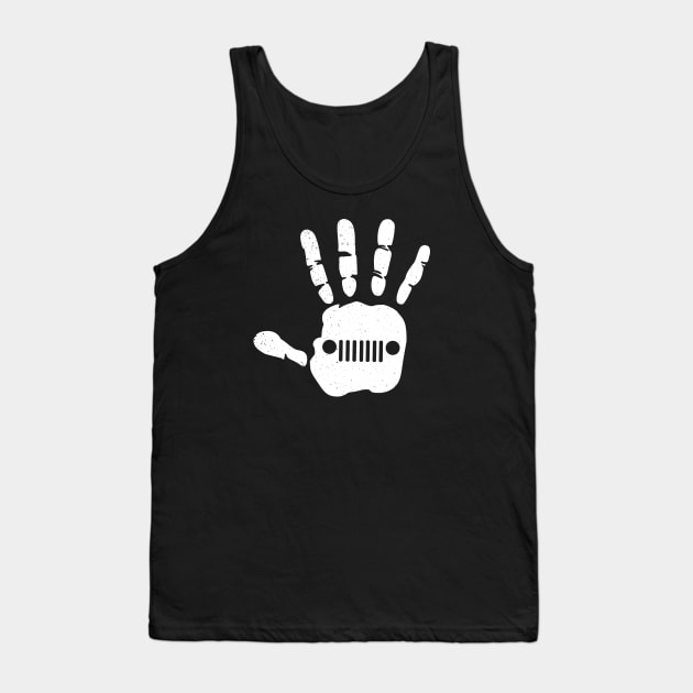 Jeep Hand Palm Print Funny Vintage Design Old Cars for Jeep Lovers Tank Top by Printofi.com
